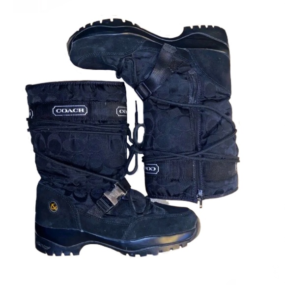 Coach Black ‘Sela’ Signature C Suede Snow Boots, Sz 7 - Picture 6 of 14